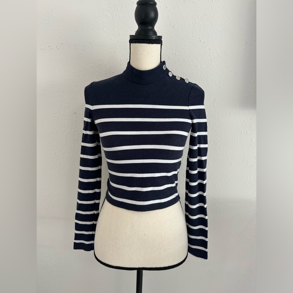 Zara cropped striped long sleeve top